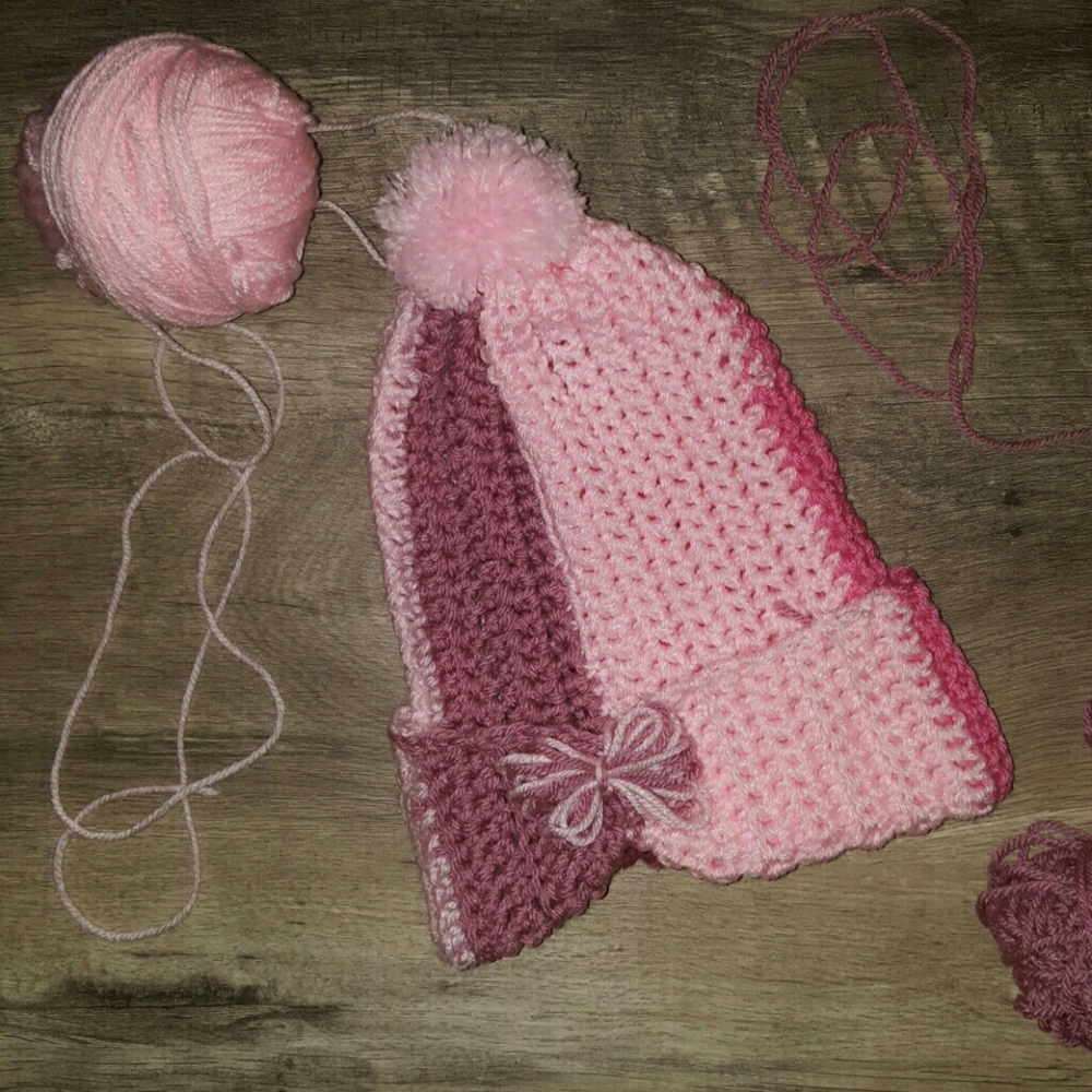 Pink multi color beanie